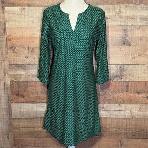 Jude Connally Megan Tunic Dress size Small Green Navy Mini Link Print